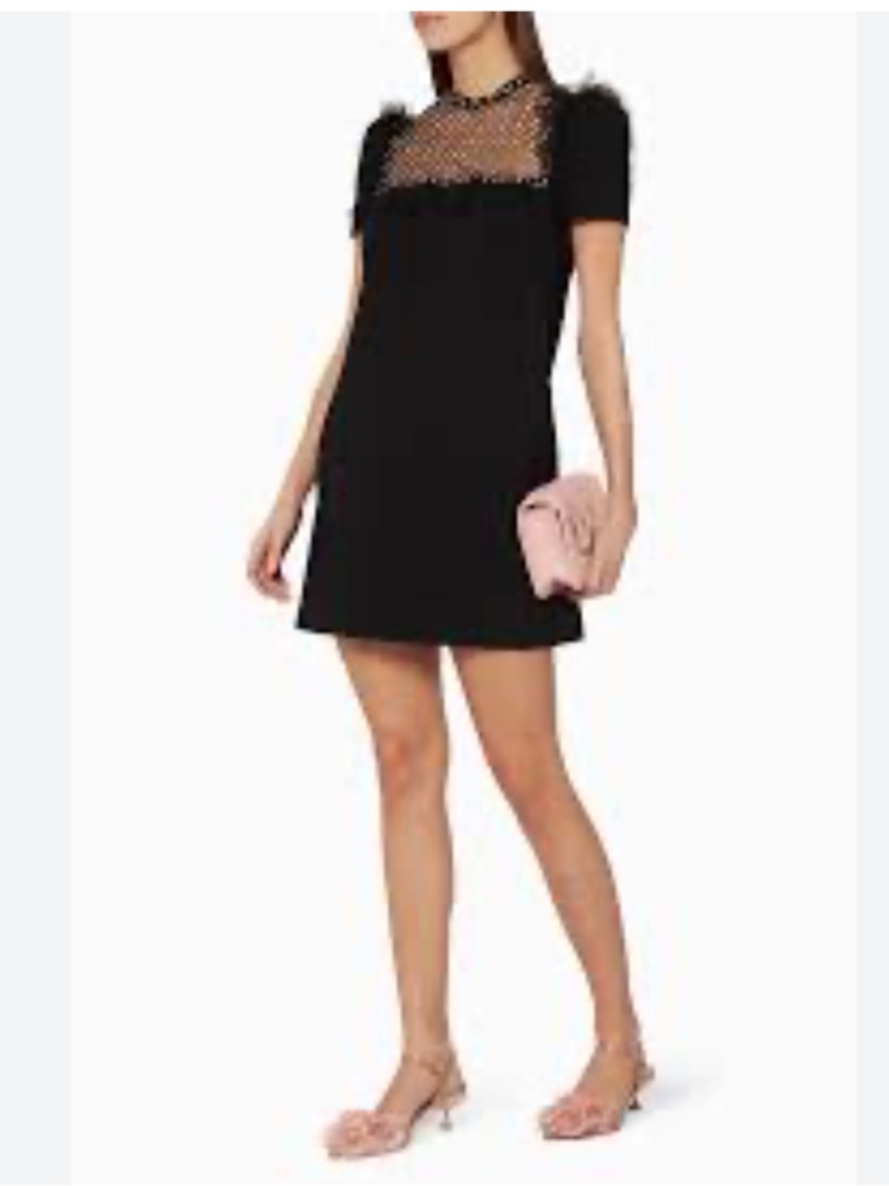 Mui Mui Black Sequin & Bead-Mesh Mini Dress size 40 us 4